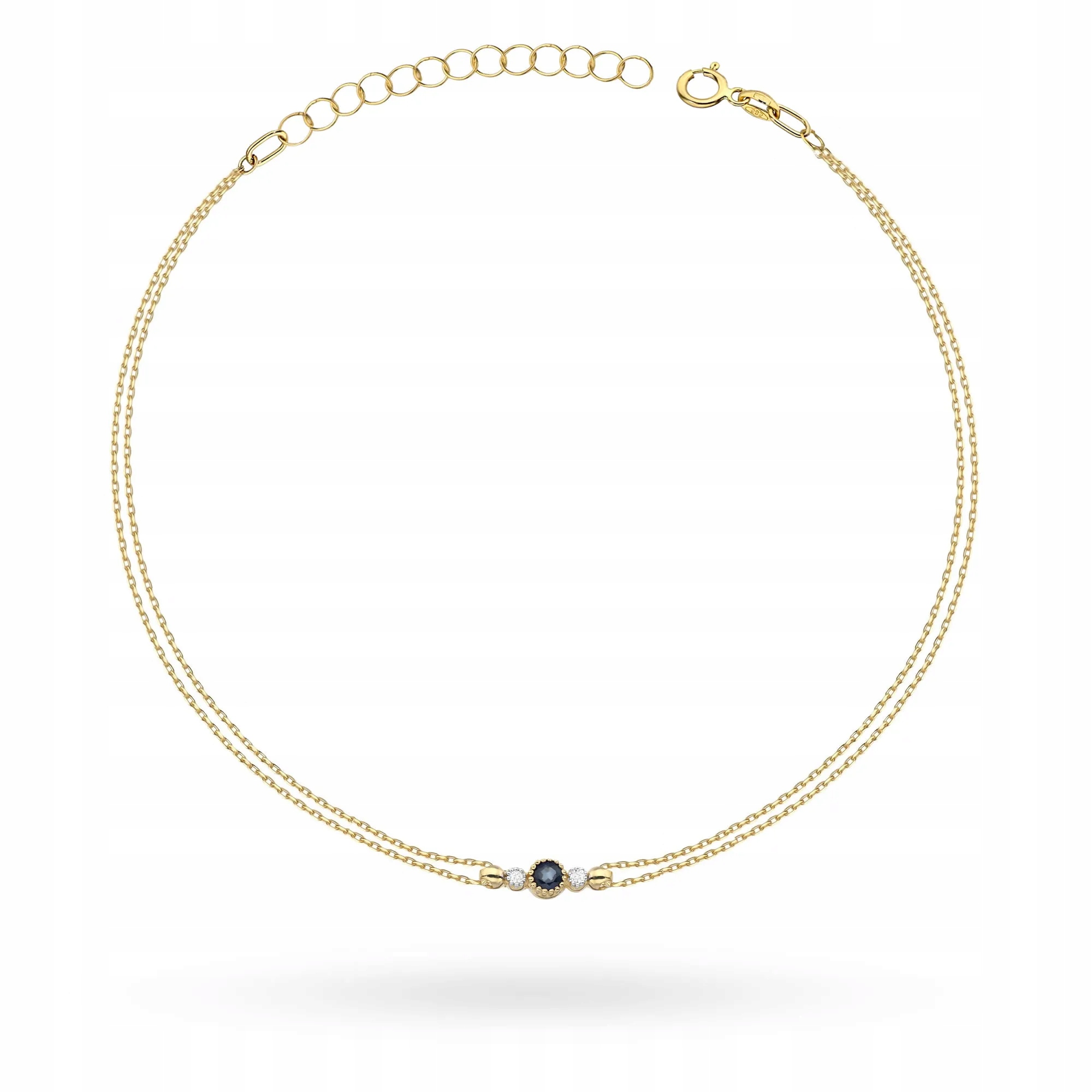 Złota bransoletka Szafir 0,15ct żółte złoto pr. 585
