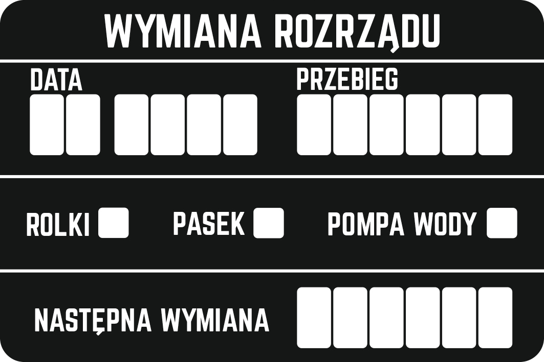 

Naklejki Serwisowe 90szt Wymiana Rozrządu 9 x 6 cm