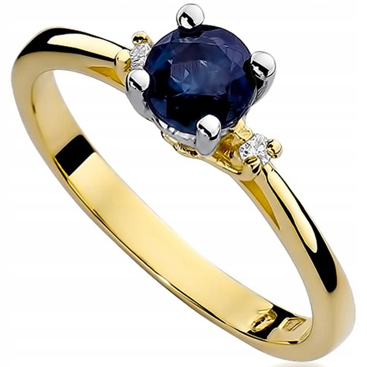 

Pierścionek Złoty Z Szafirem I Brylantami 0,06ct