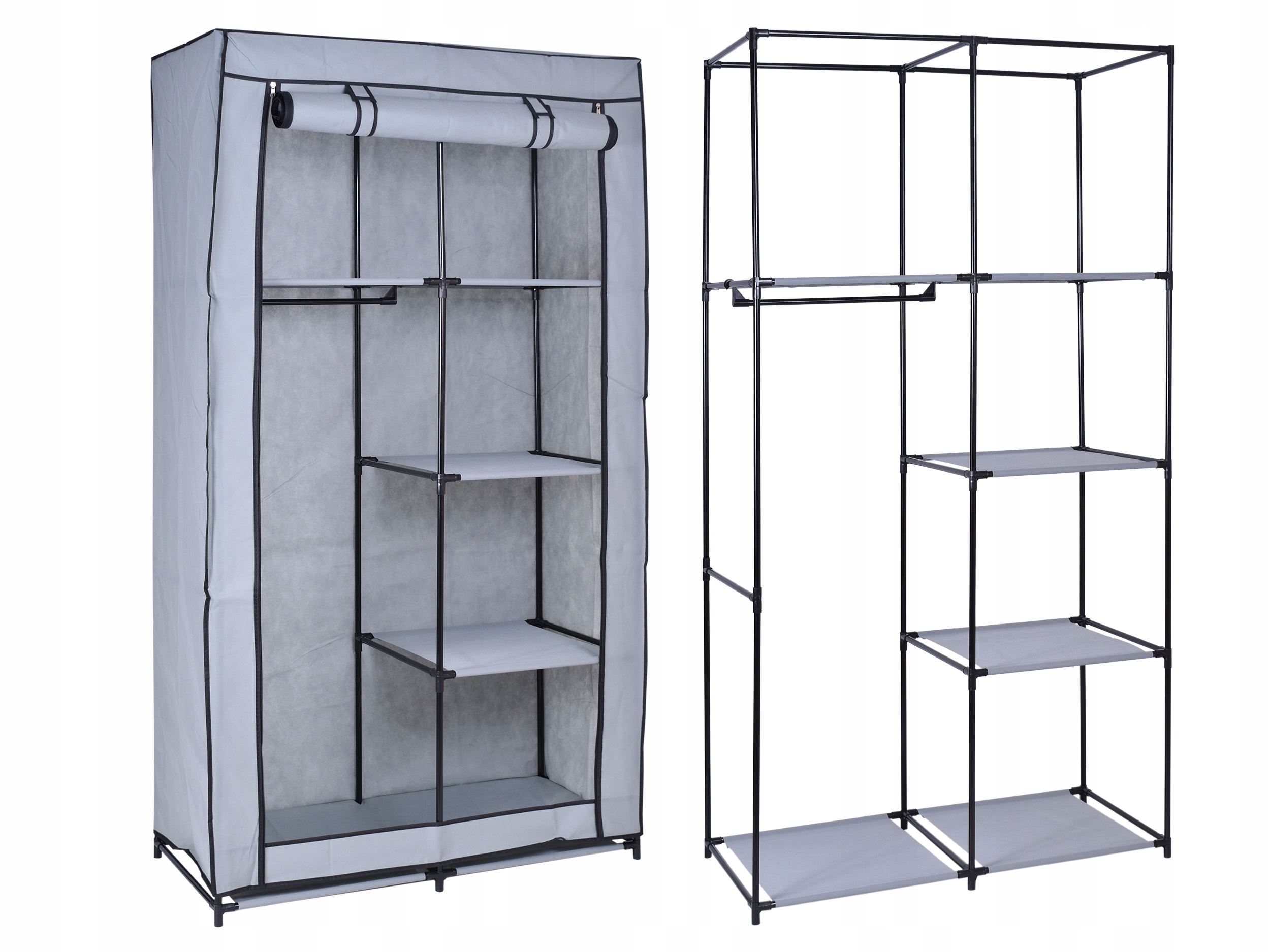 Skříňka Regál Textilní Police Na Boty Oblečení Organizér Šedá 6 Úrovní