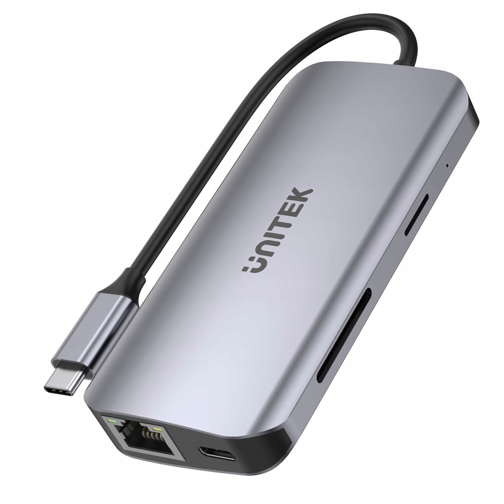 Unitek Aktivní 5Gbps Usb-c hub, 2x Hdmi 4K, čtečka karet, RJ-45, Pd 100W