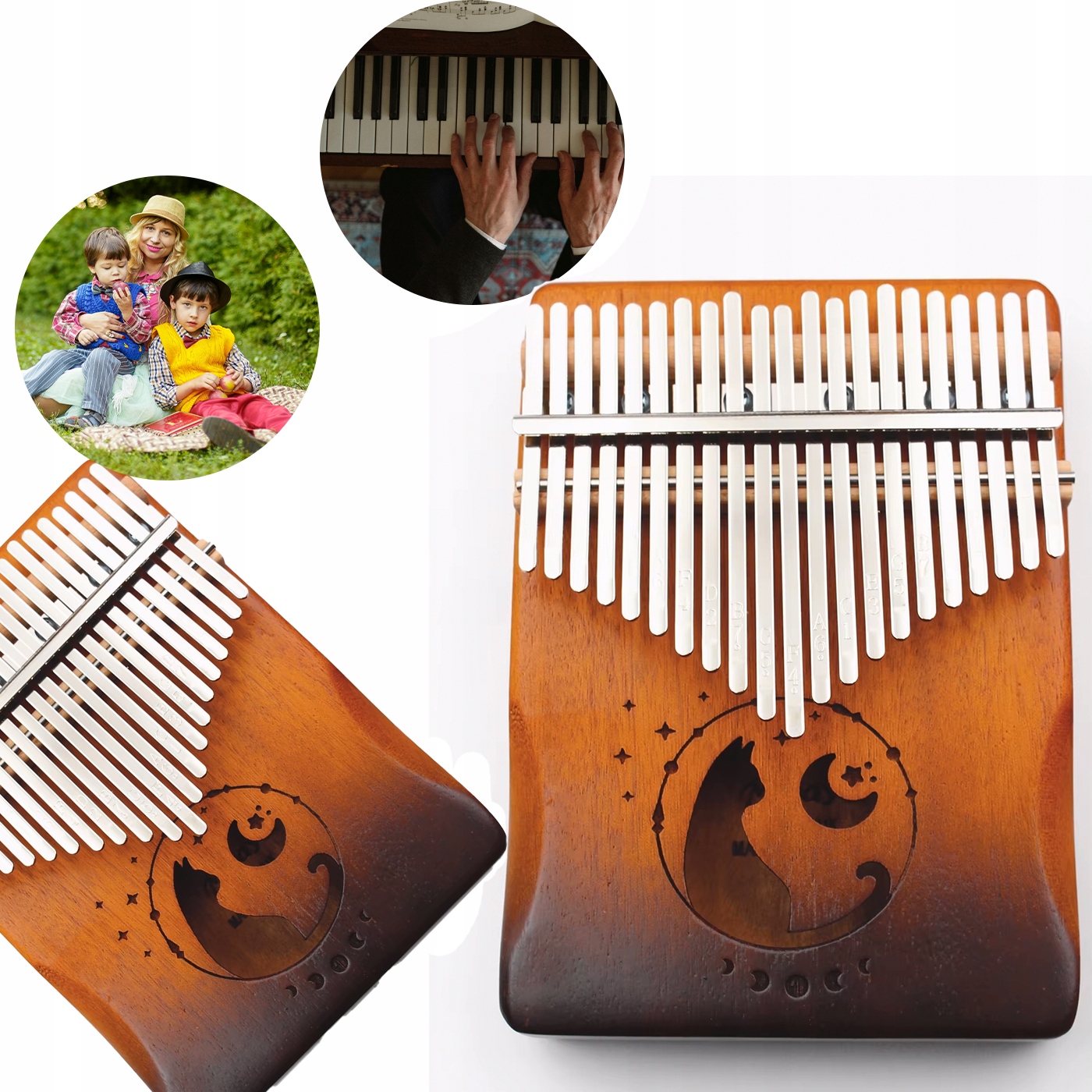 Kalimba Profesionální 21 kláves Mahagon Éterická dýha Zvuk Thumb Piano