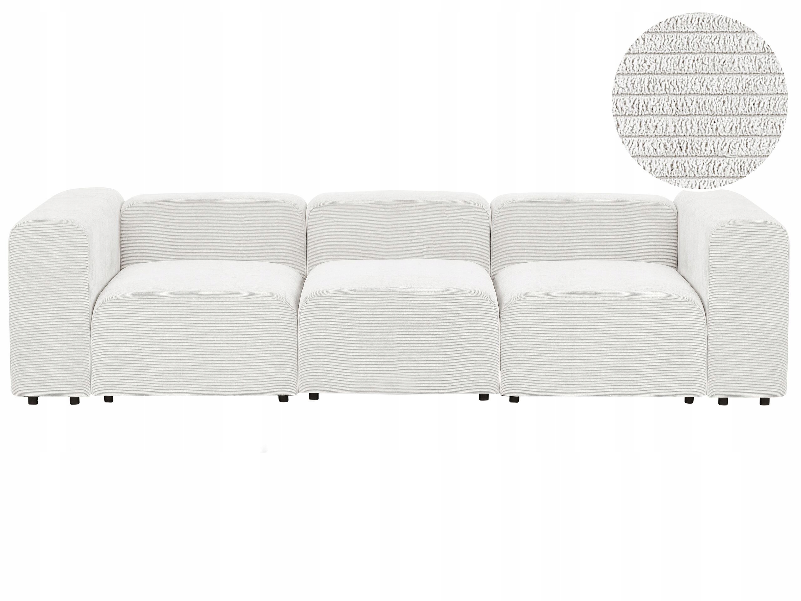 Sofa modułowa trzyosobowa w kolorze białym z tkaniną sztruks