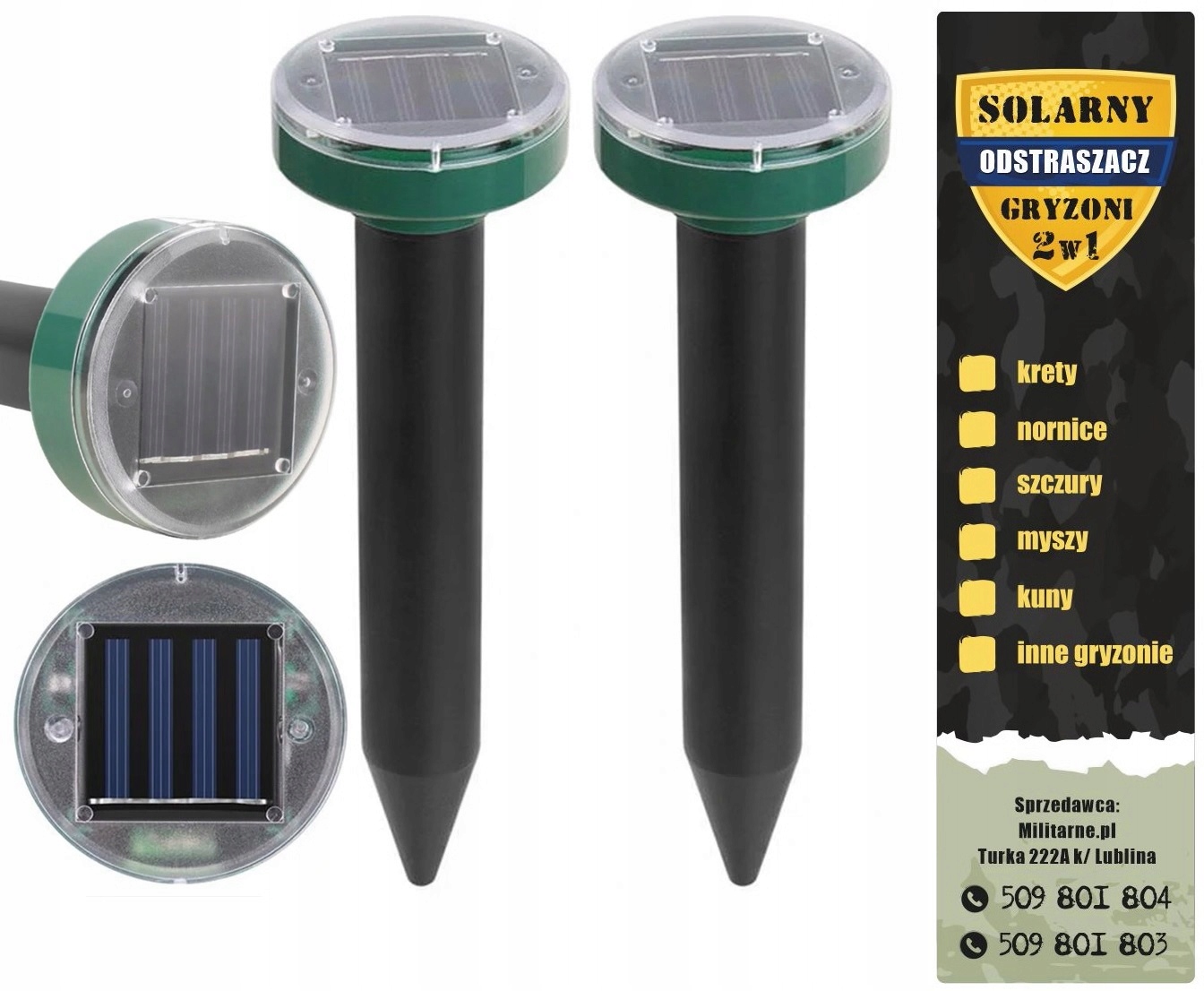 

Silny Solarny x 4 Odstraszacz Kretów Krety Nornice