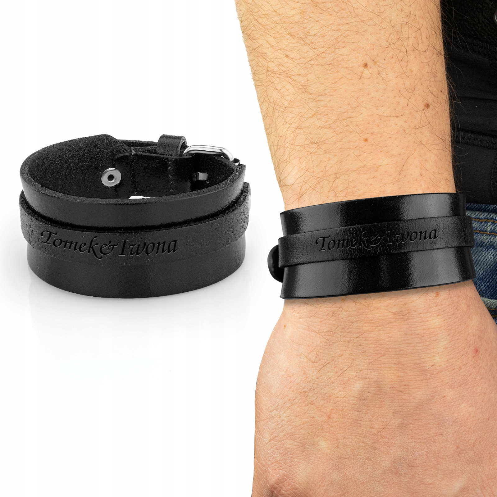 

Skórzana Męska Bransoletka z grawerem