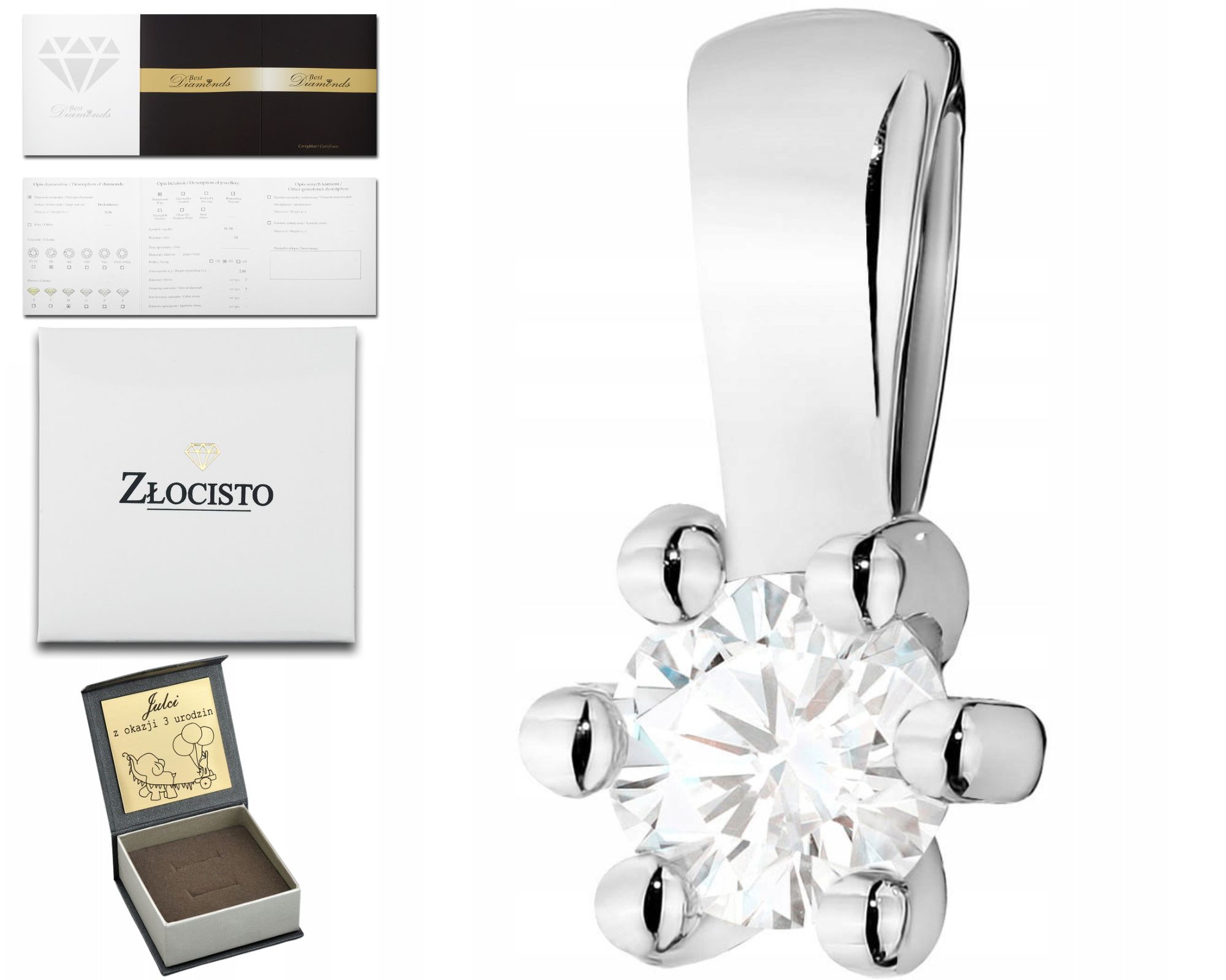Přívěsek V Bílém Zlatě Ryzost 585 14K Diamant