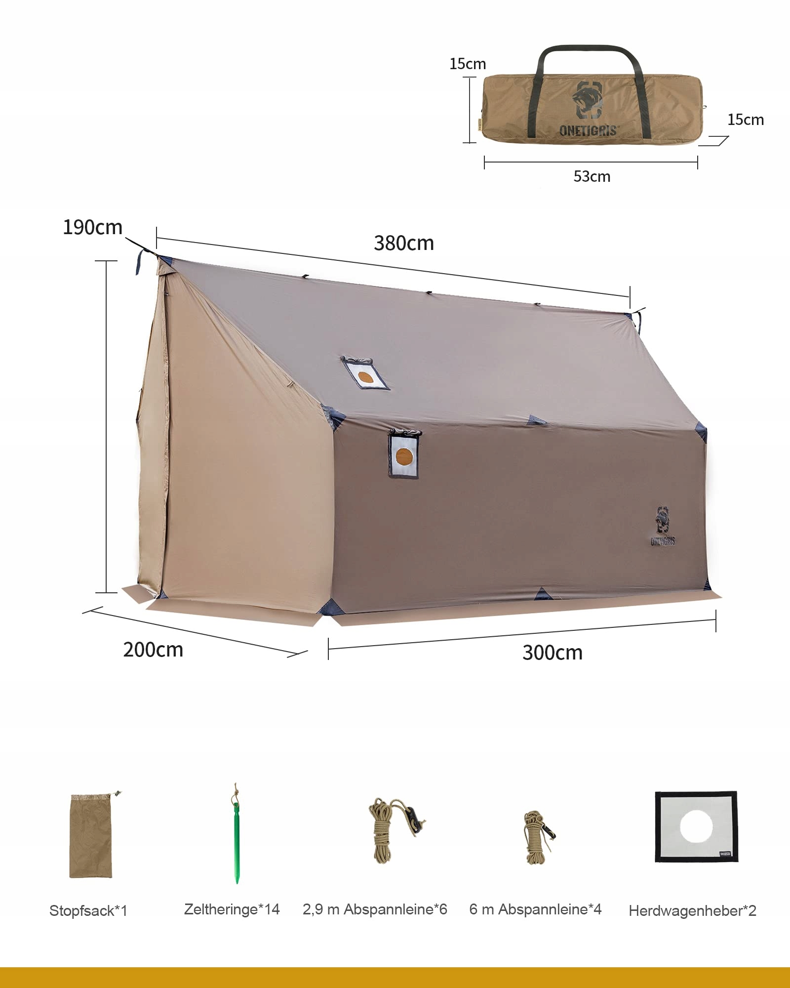 Duży Ciepły Namiot Zimowy Survival Wodoodporny 3000mm Coyote OneTigris — miniatura 3