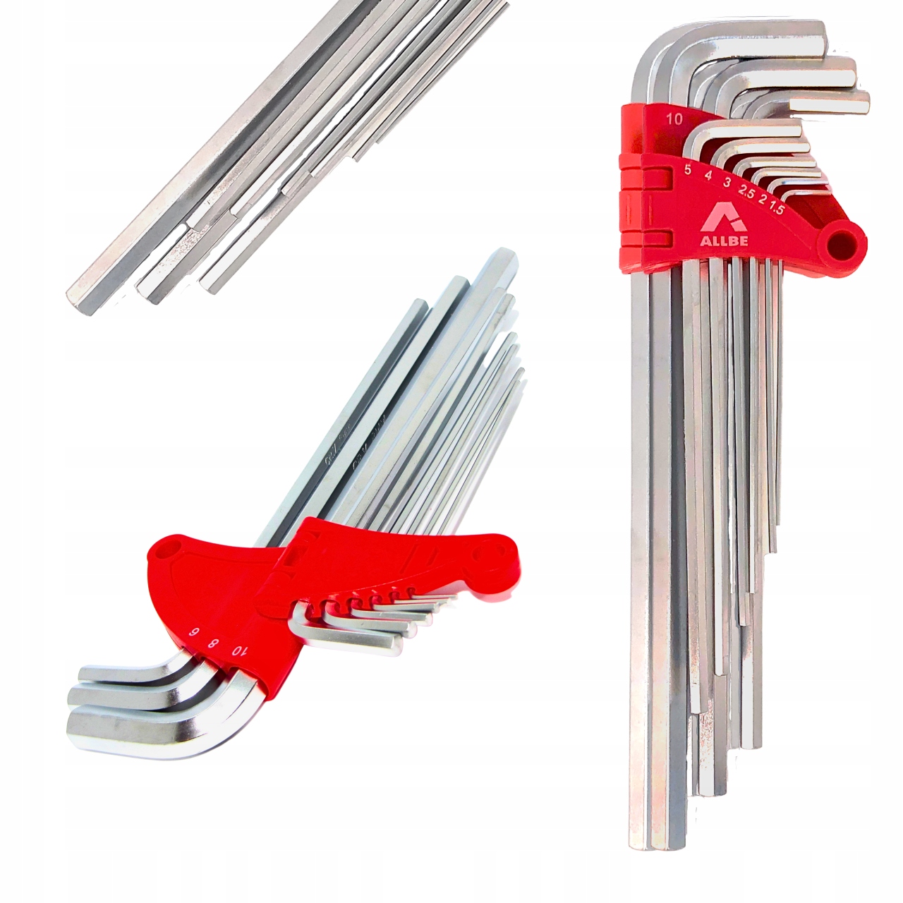 Zestaw kluczy imbusowych Hex 1,5-10 mm 9 szt długie CrV