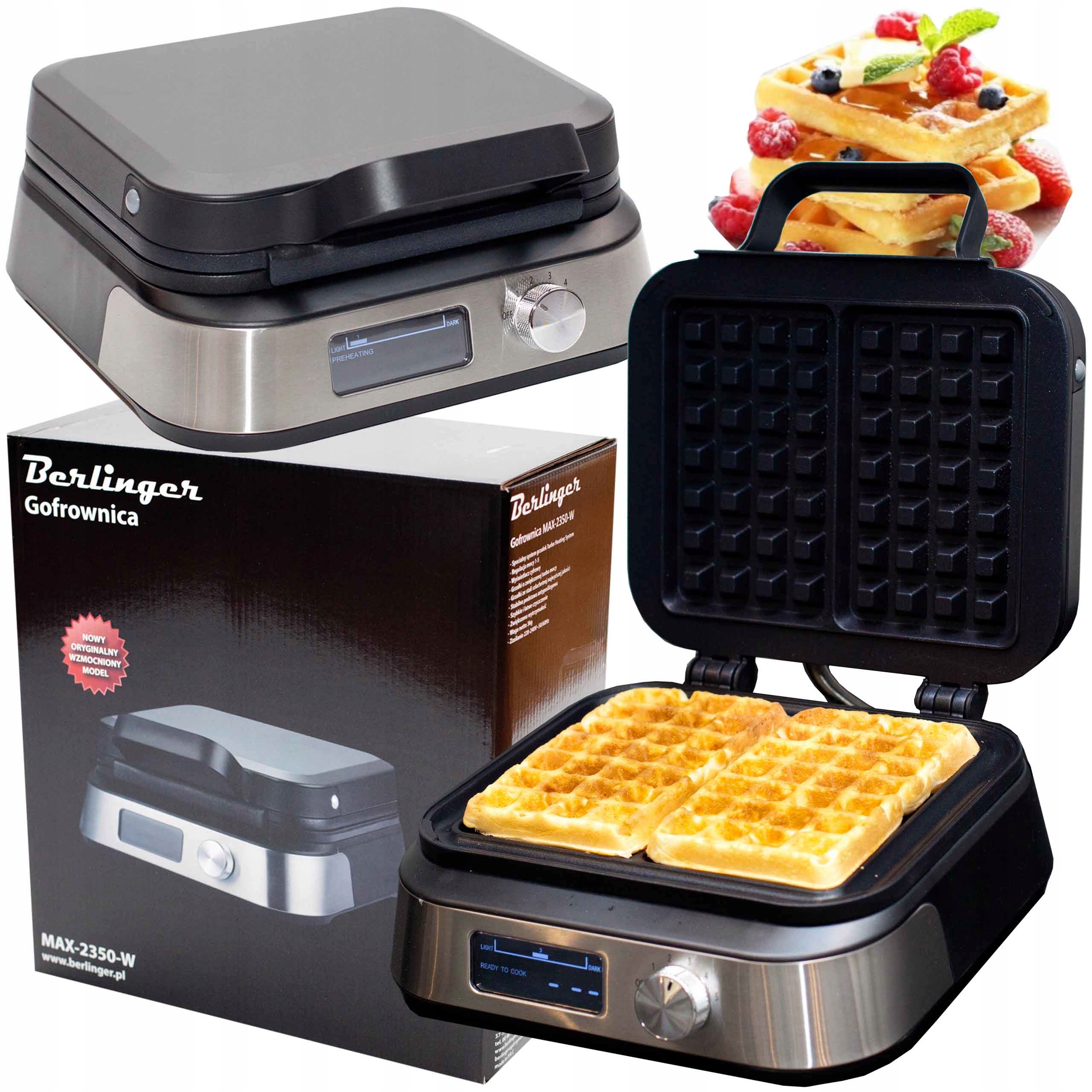 Gofrownica XXL Chrupiące Gofry Solidnie Wykonana Regulacja Temperatury LCD