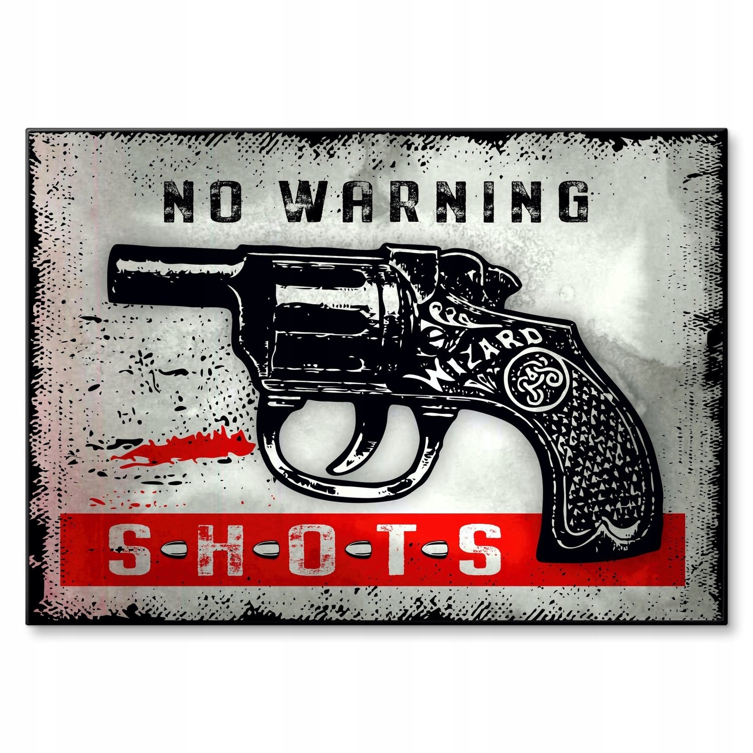 Kovový plakát no warning shots Szyld Plech 42 x 59,4 cm Dárek