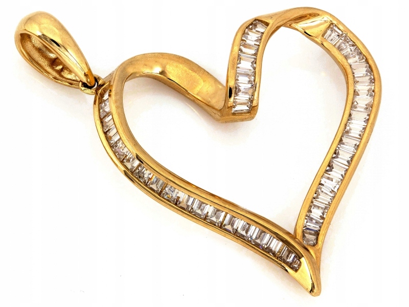 Zlatý přívěsek 585 se zirkony, srdce 4.60 g, efektní neforemné srdíčko