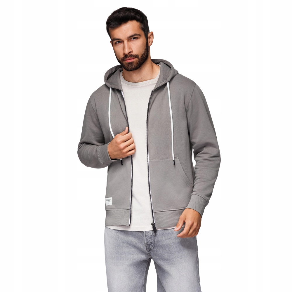 Pánská tepláková mikina Basic na zip s kapucí šedá V8 OM-SSBZ-0178 L