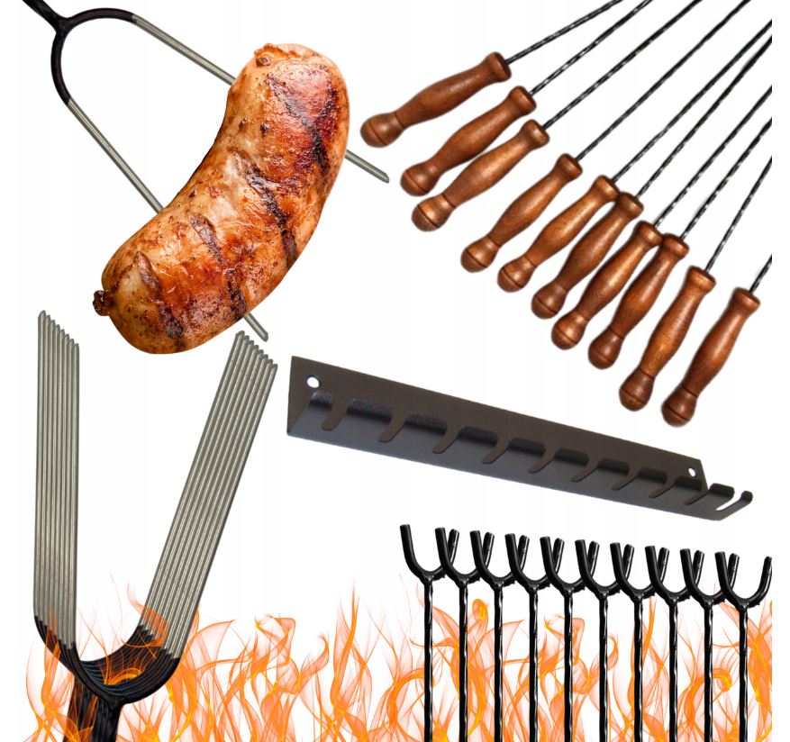 Widełki Kije Do Ogniska Nierdzewne Kijki 140 CM 10szt! Wieszak Podpórki