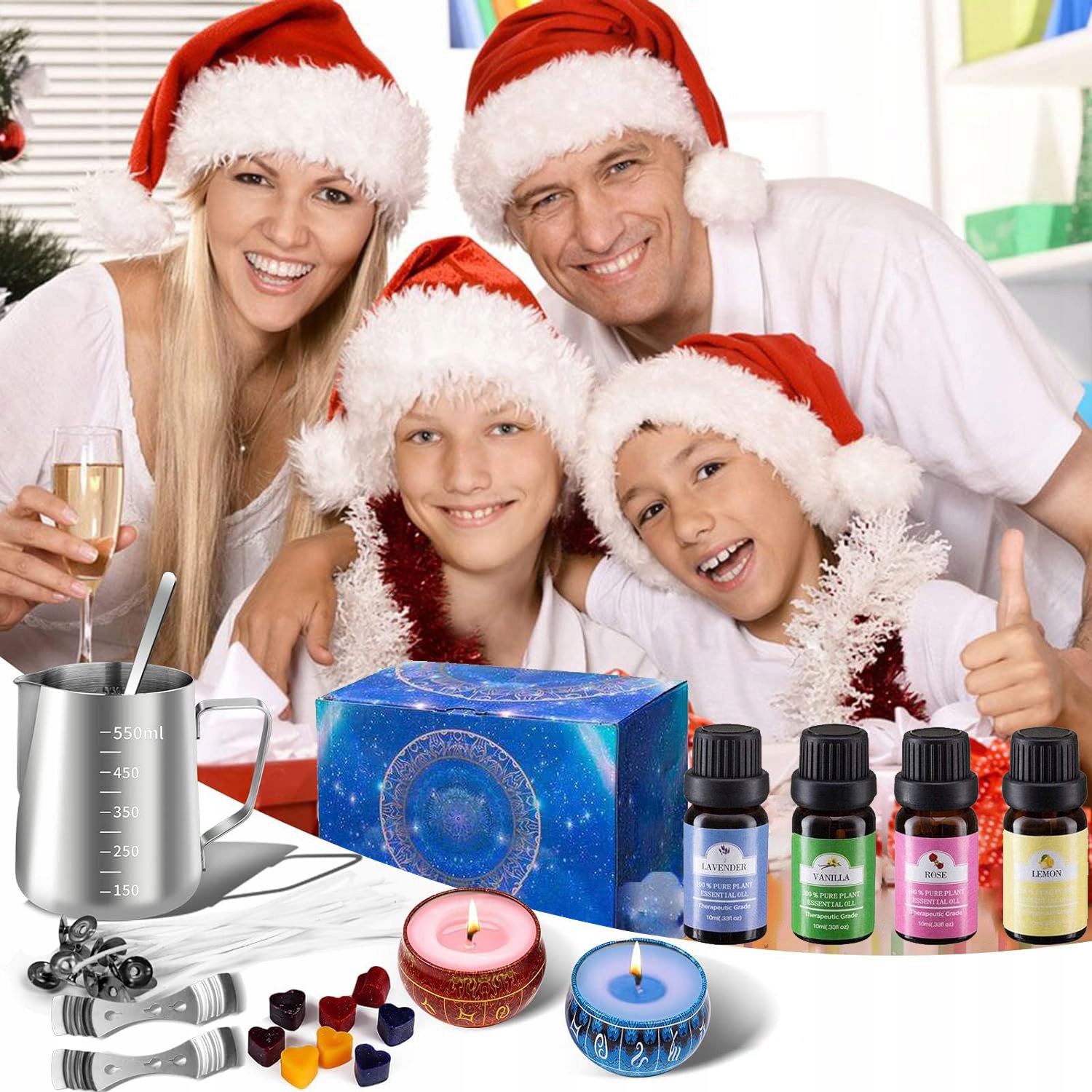 ZESTAW DO WYROBU ROBIENIA KOLOROWYCH ŚWIEC SOJOWYCH DIY + OLEJKI ZAPACHOWE Materiał inny