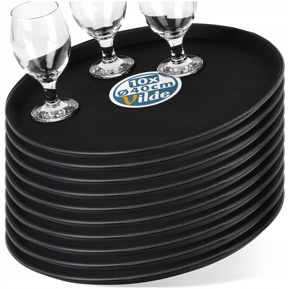 10 x Protiskluzová podnos na přenášení restaurace, kulatý, 40 cm