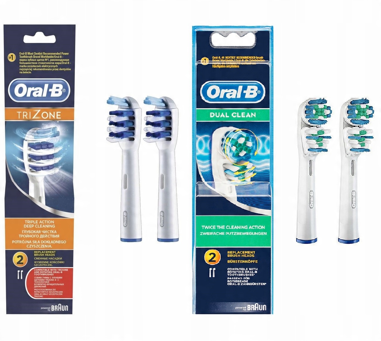 

4x Oral-b Koncowki EB30 TriZone + EB417 Dual Clean