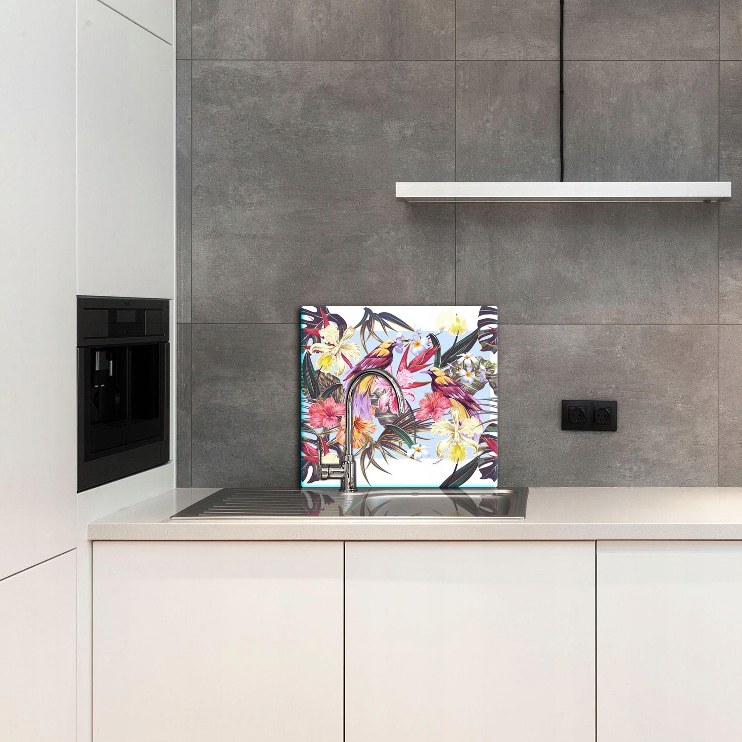 7w1 SZKLANA DESKA PANEL OCHRONNY 65x60 KWIATY SZKŁO HARTOWANE Kolor wielokolorowy