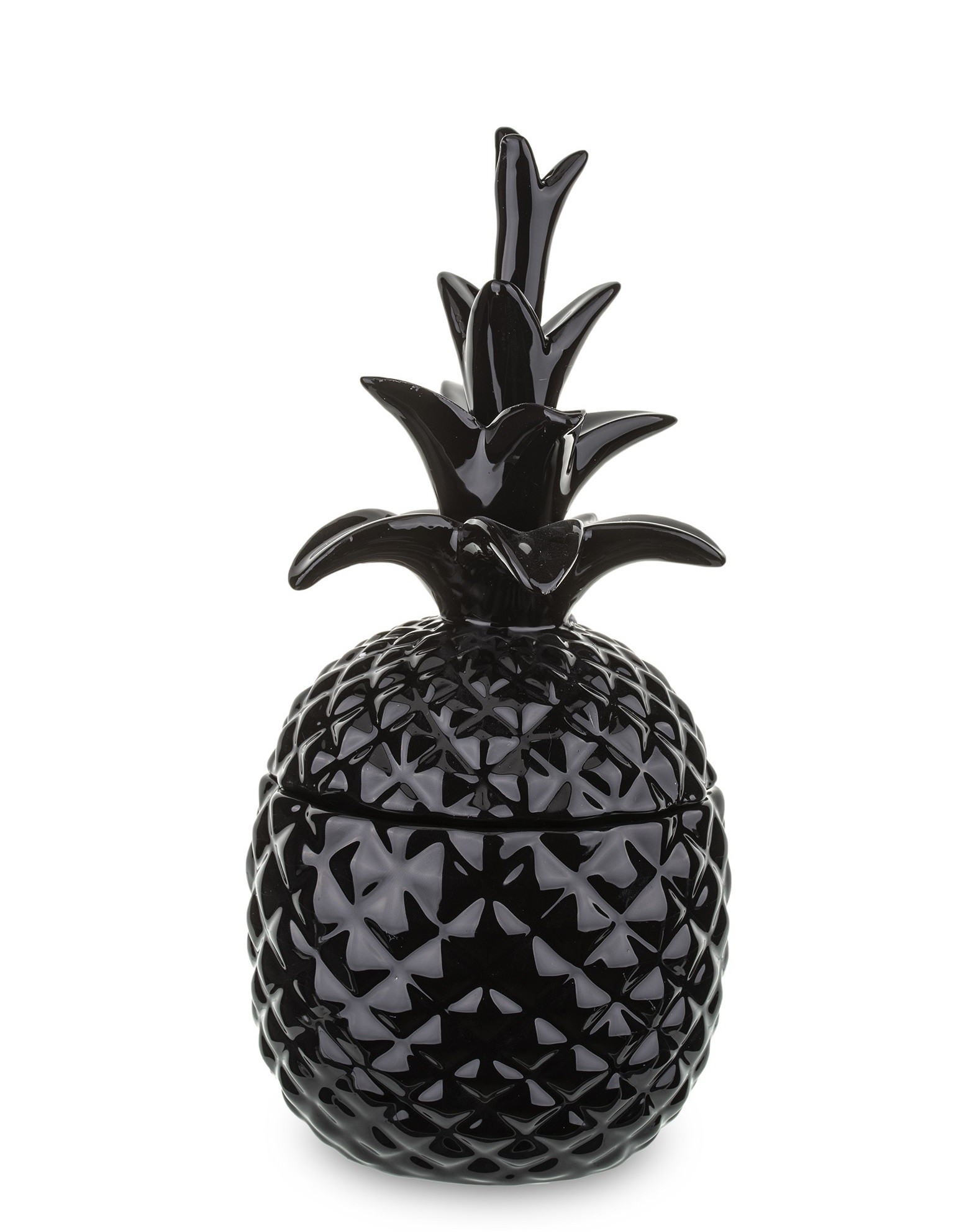 

Szklany pojemnik ananas czarny błyczący ceramiczny