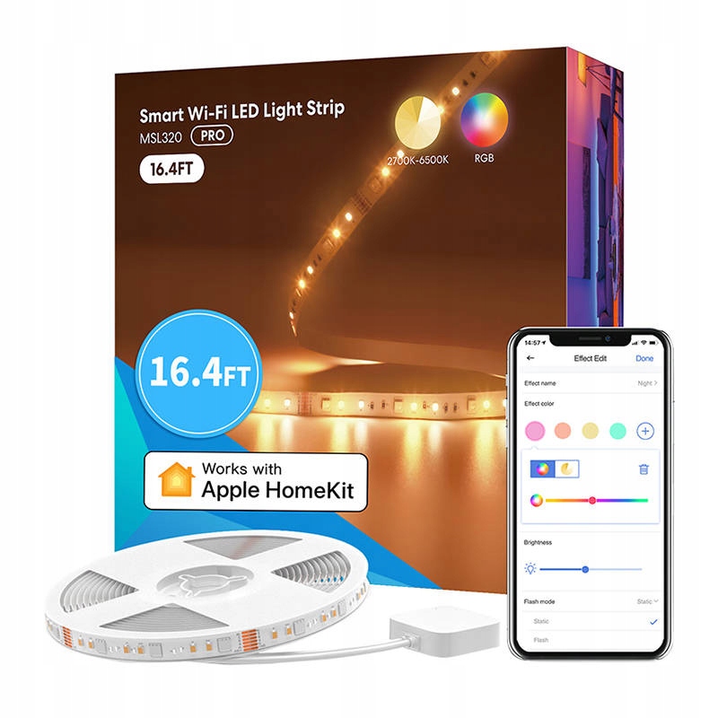 Meross Rgbww Inteligentna Taśma Smart Led Wifi 5 Metrów MSL320 Homekit
