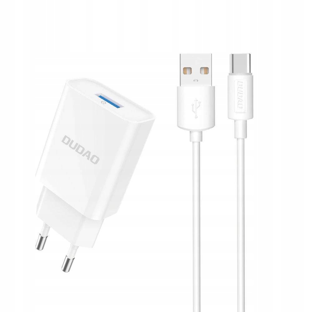 Ładowarka Sieciowa Dudao A4Eu Usb-A 2.1A Biała Kabel Usb-A Usb-C