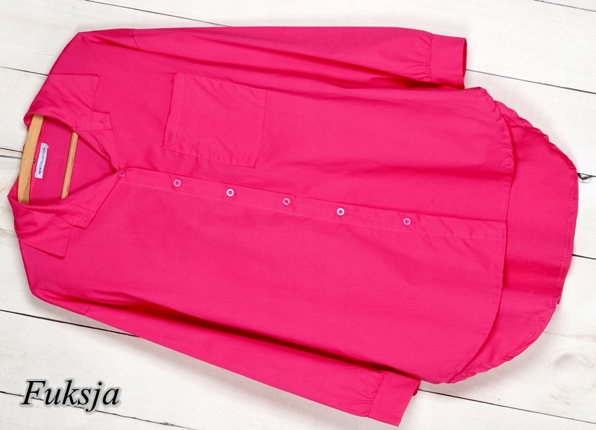 KOSZULA TUNIKA oversize BAWEŁNA GUZIKI 546 Odcień fuksja