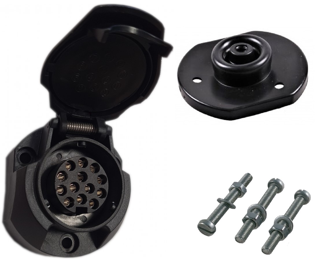 GNIAZDO HAKA WTYCZKI PRZYCZEPY LAWETY 13 pin 12V uszczelka śruby 13PIN