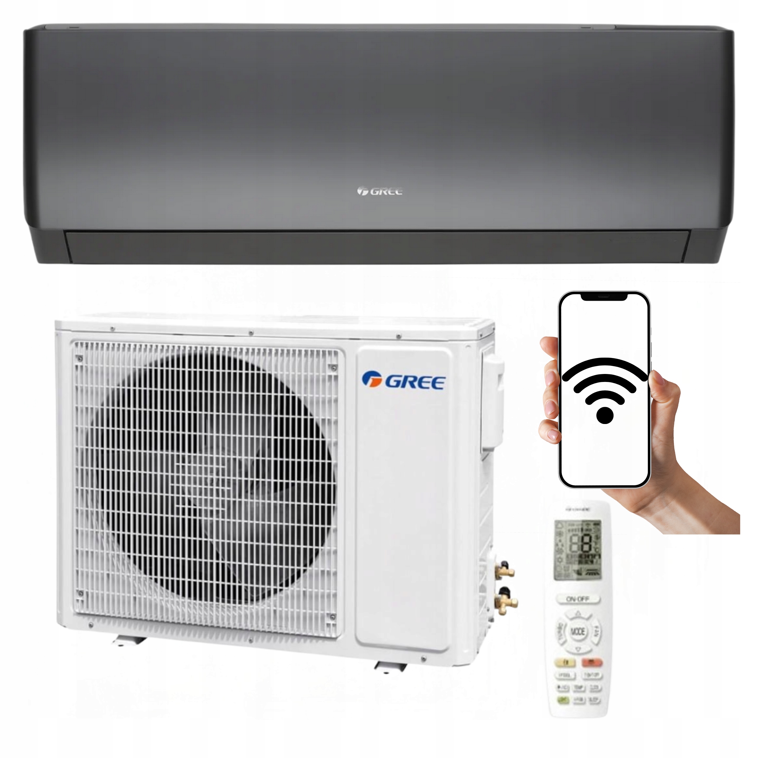 Domáca nástenná klimatizácia Gree Pular Pro Dark 3,5 kW 40 m2 WiFi s ohrievačom