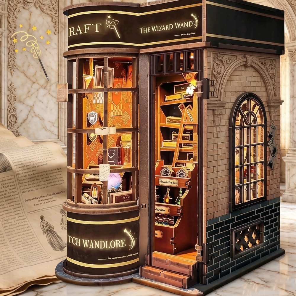 Zestaw Book Nook dla dorosłych, miniaturowy domek Diy, drewniane puzzle 3D