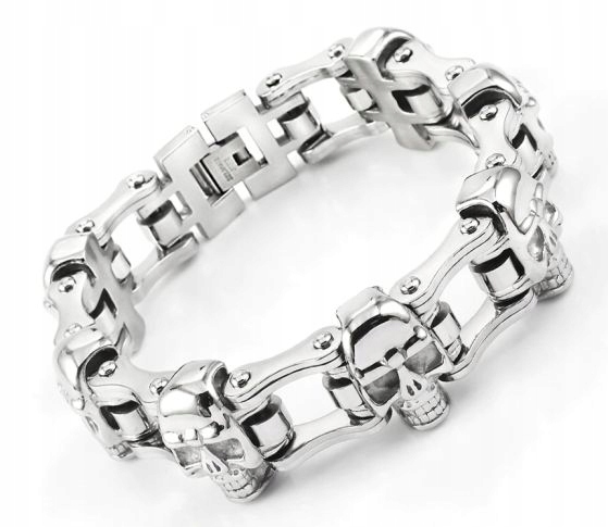 Řetěz s Lebkou motocyklová branka ocel 19 Cm délka, obvod 16,5 cm