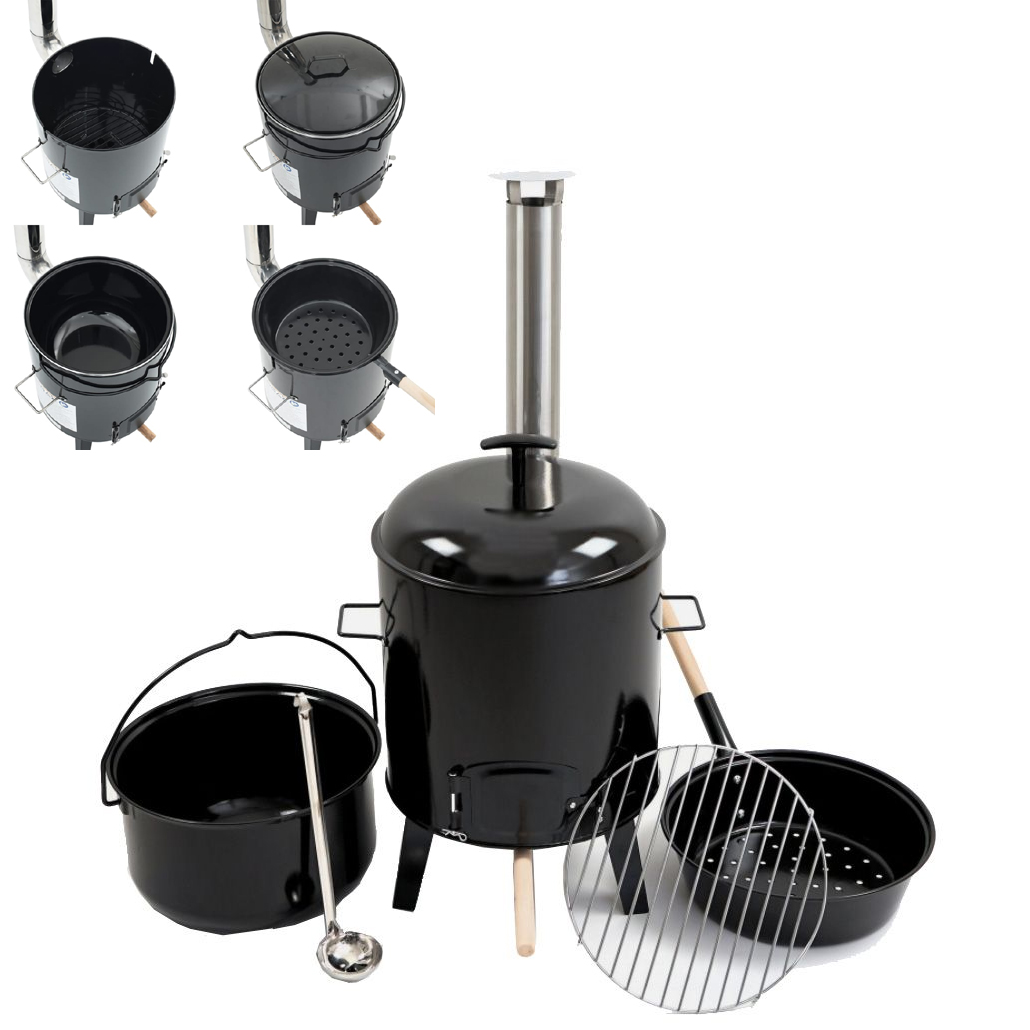 Kuchnia Polowa Kociołek Pokrywka Ruszt Garnek Chochla Cedzak