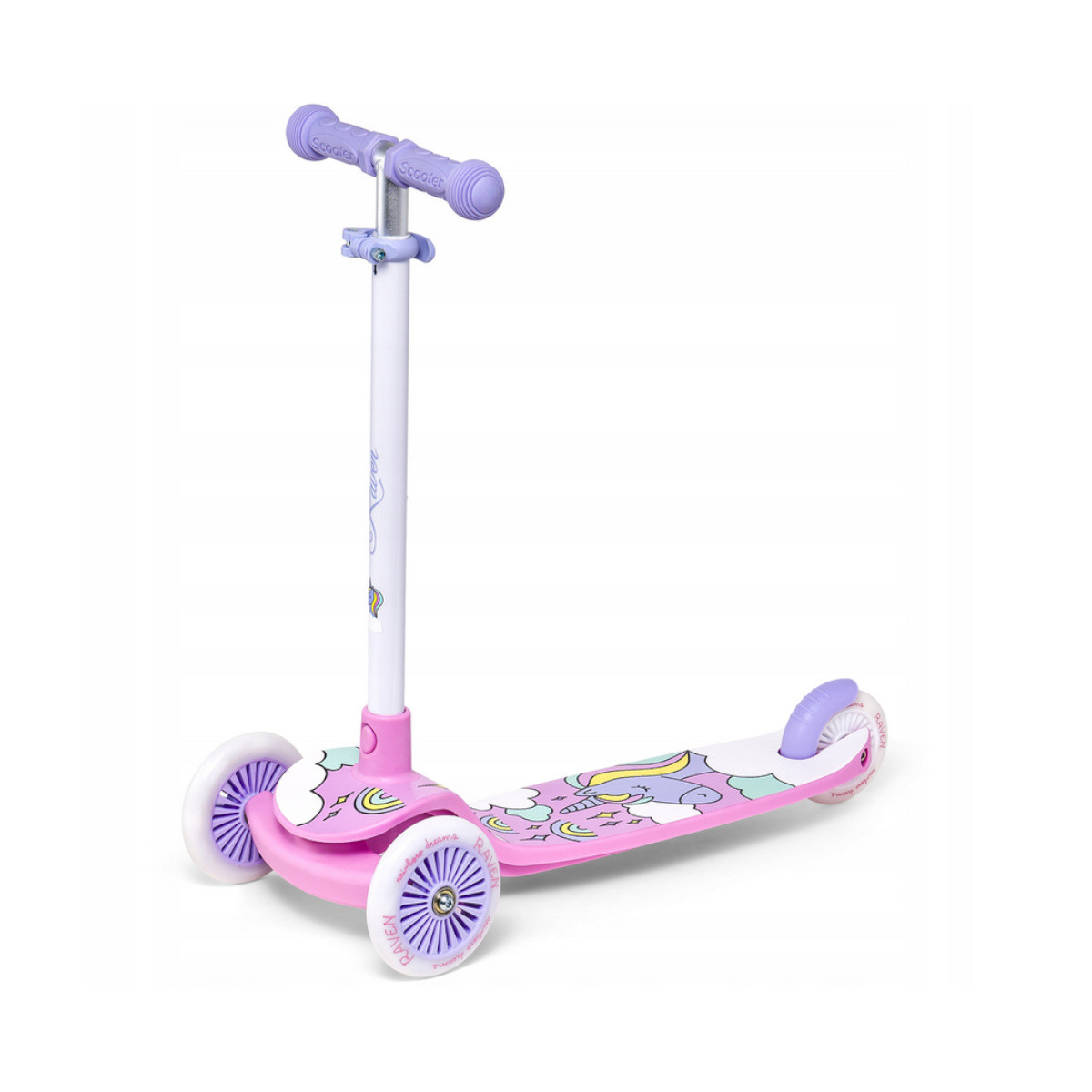 Hulajnoga Raven trójkołowa Laviana Lila Pink 120/100mm z kółkami Led