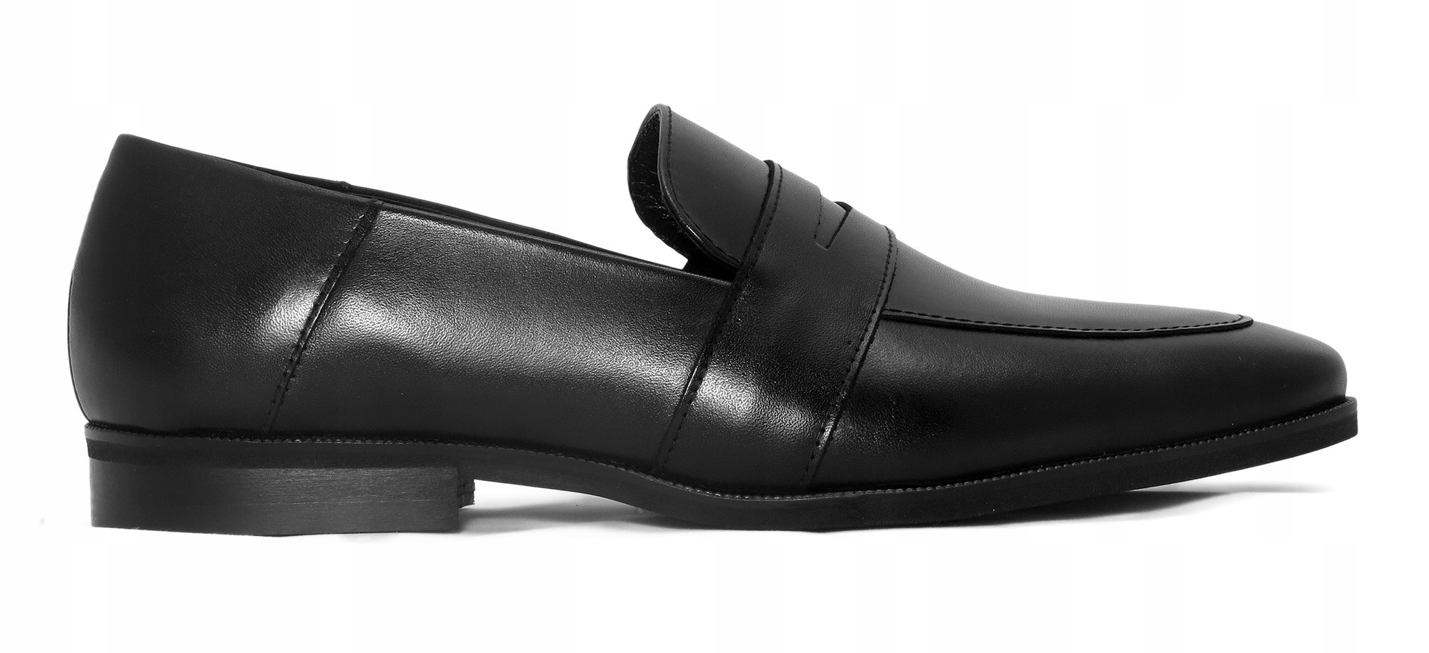 Czarne loafersy wsuwane buty męskie penny loafers T217 r. 42