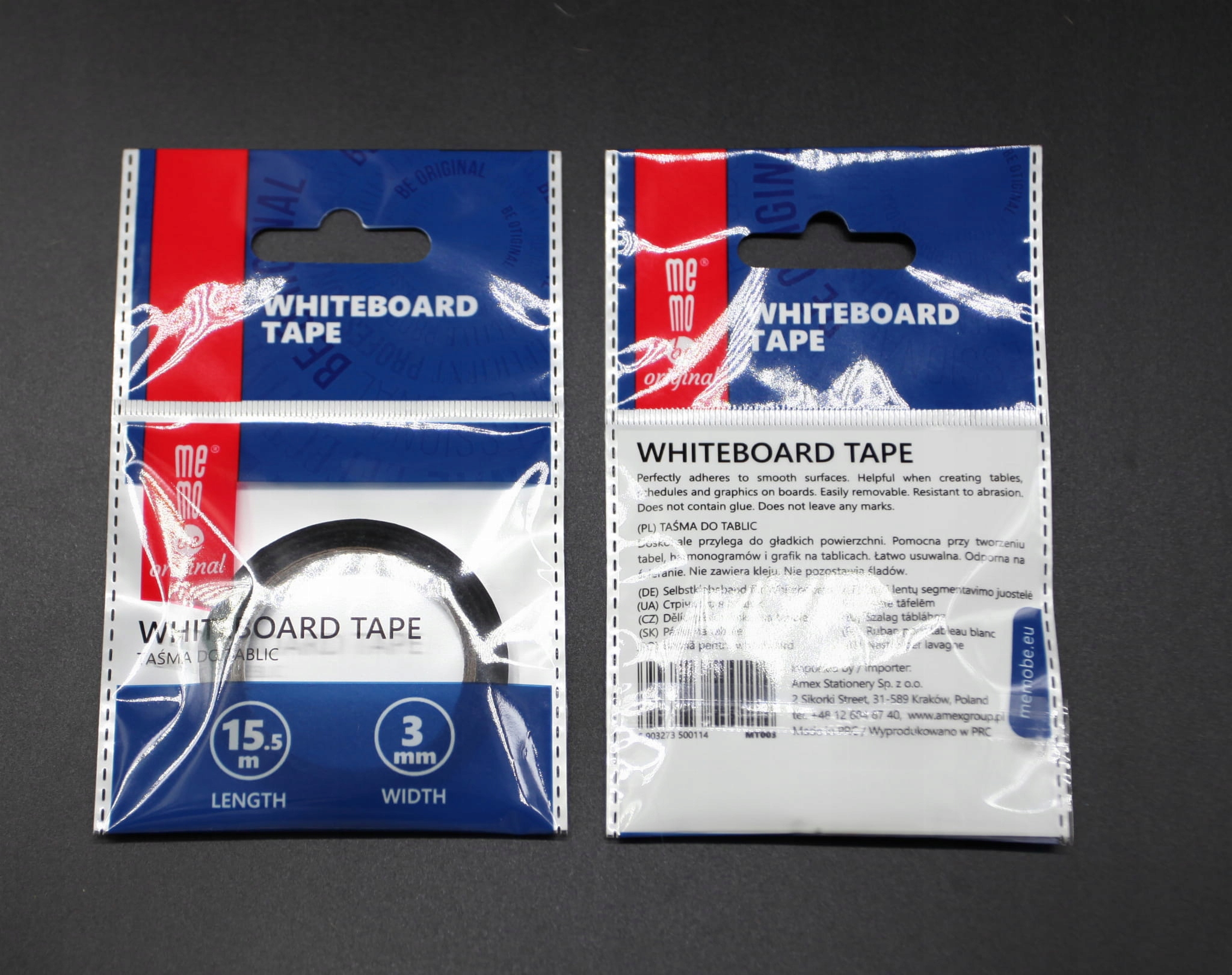 Taśma do tablic MEMOBE samoprzylepna 3mm x 15.5m Kod producenta MT003