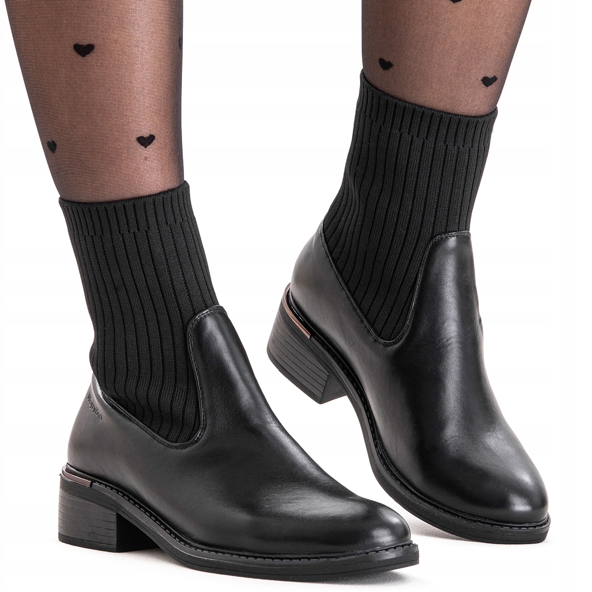 Kotníkové Boty na podpatku, zateplené ponožky, zimní boty Úhledné Wojtyłko 37