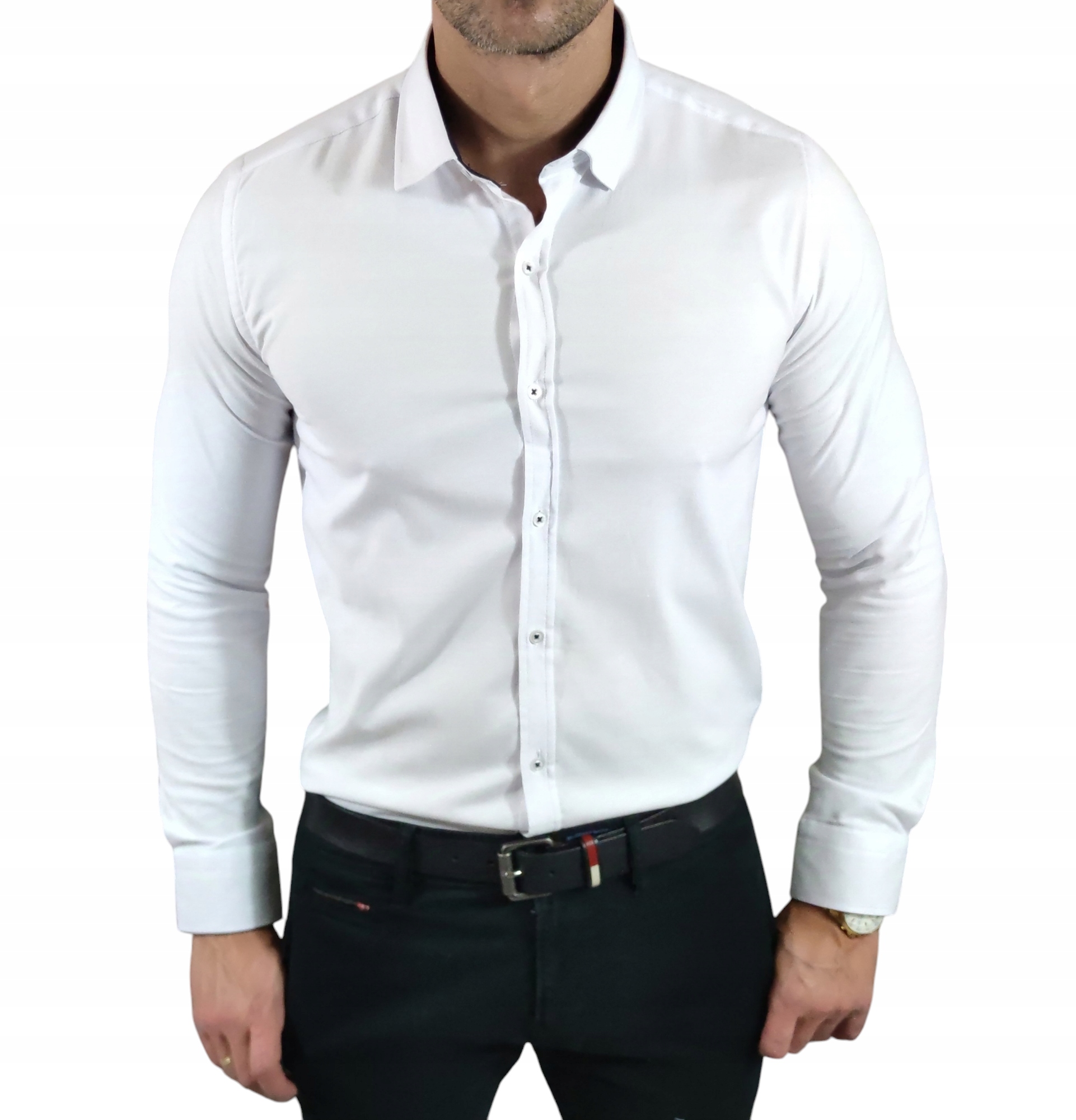 Neformální košile slim fit klasická oxford bílá EGO03 L