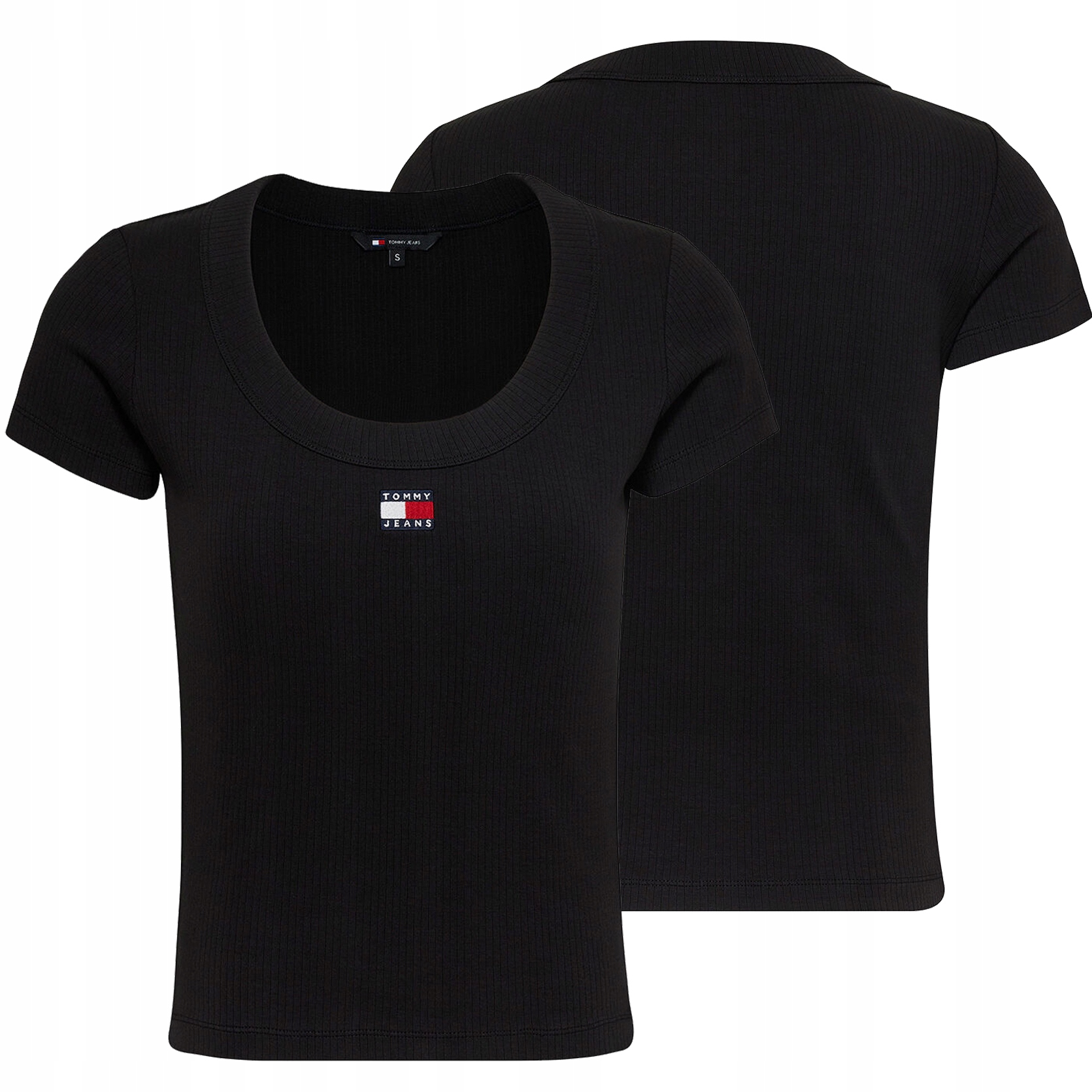 Tommy Jeans tričko dámské černé žebrované tričko DW0DW17396-BDS Xs