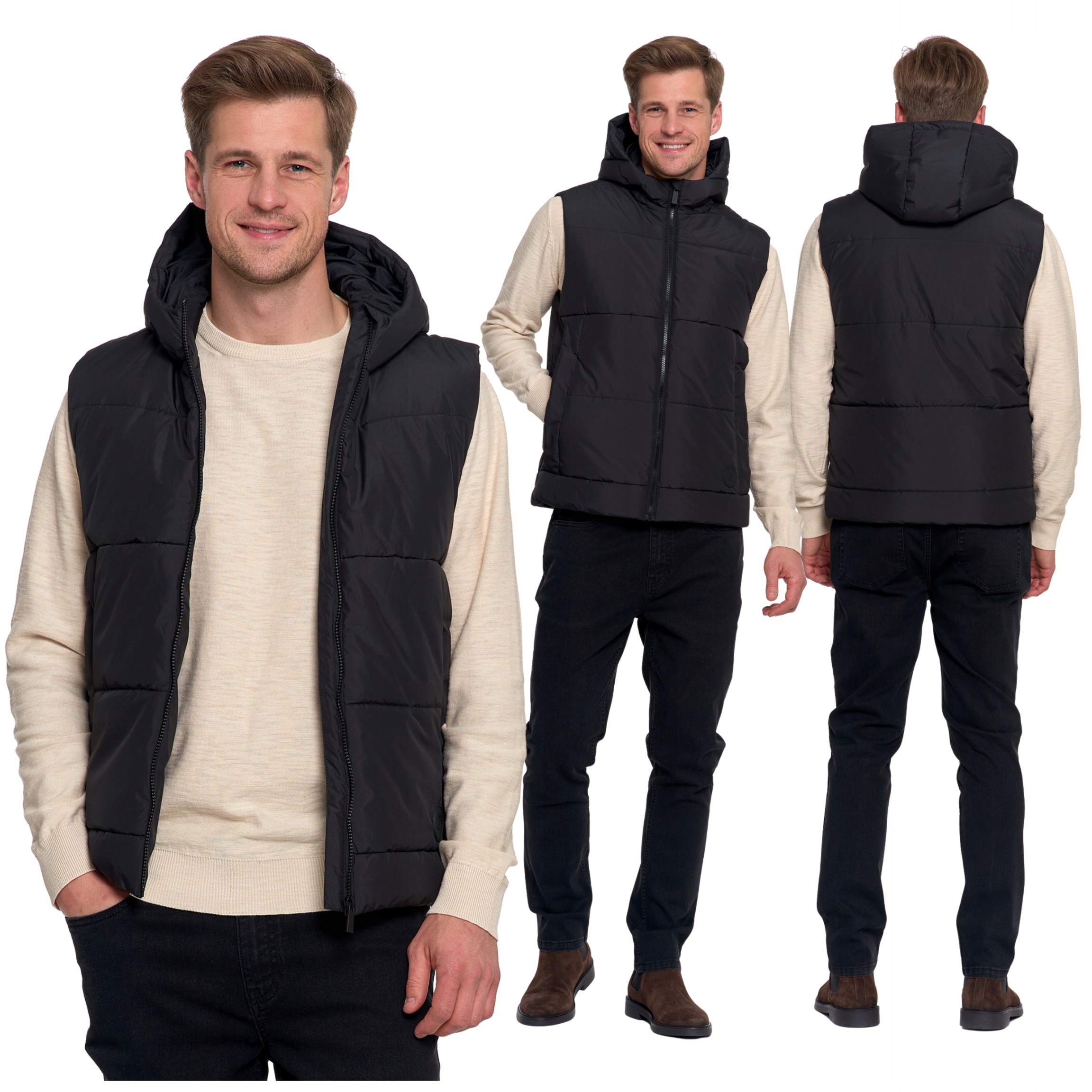 Bunda Bez Rukávů S Kapucí S Kapucí Na Podzim Teplá Moraj 3XL