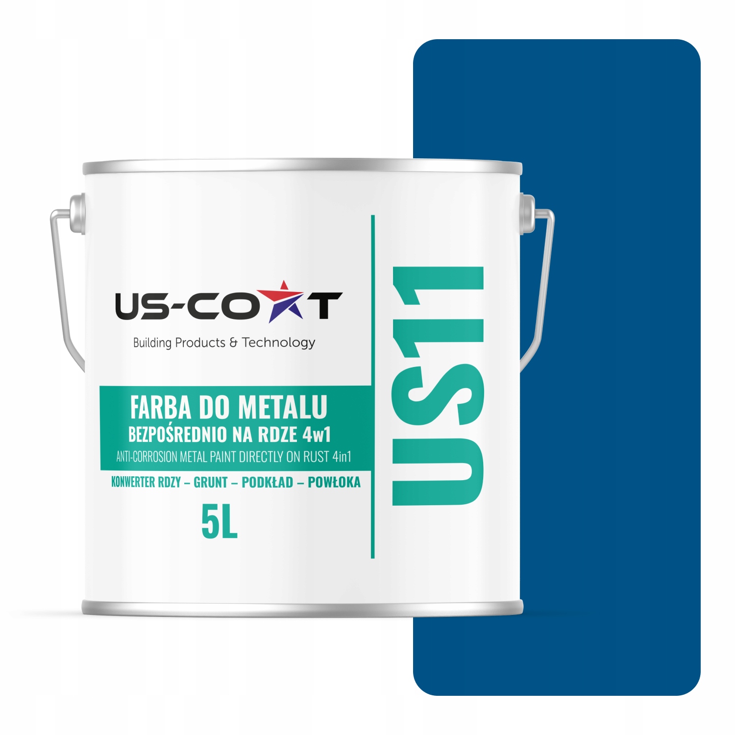 Farba Na Kov Na Hrdzu Plech Pozinkovaná 4v1 Farba Modrá RAL5005 Polomat 5L