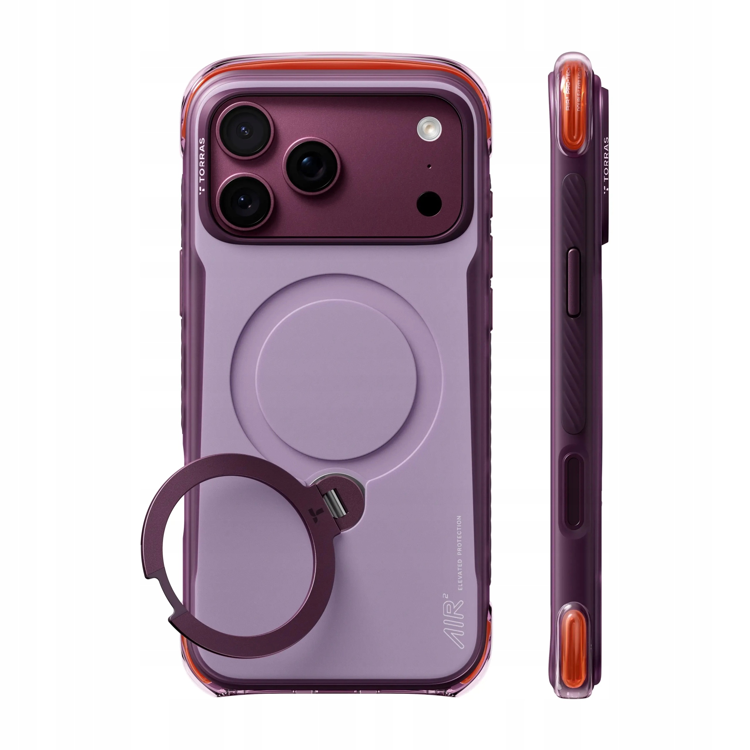 Puzdro na iPhone 18 Pro 17 Pro Torras Ostand Q3 Air Pro s MagSafe Fialové