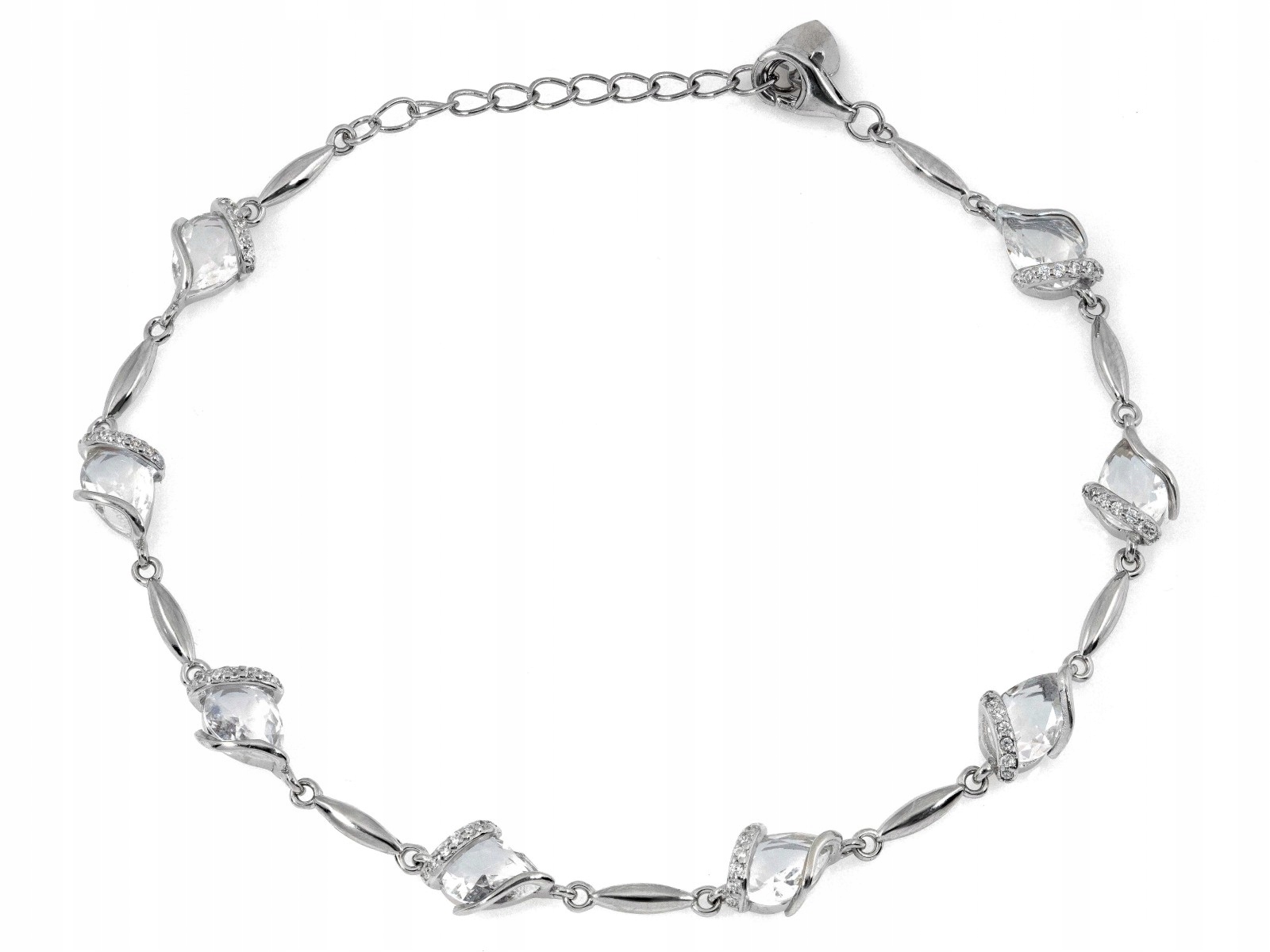 Elegantní stříbrný náramek 295 s zirkony 5.77 g, bílé kameny 21 cm