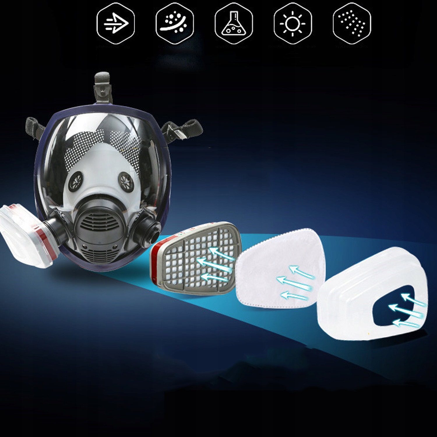 6800 MASKA PRZECIWPYŁOWA KOMPLETNA+FILTRA ZESTAW Stan opakowania oryginalne