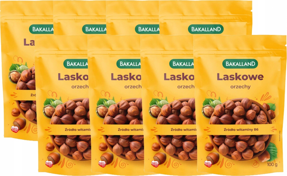 Orzechy laskowe łuskane całe Bakalland 100g x8