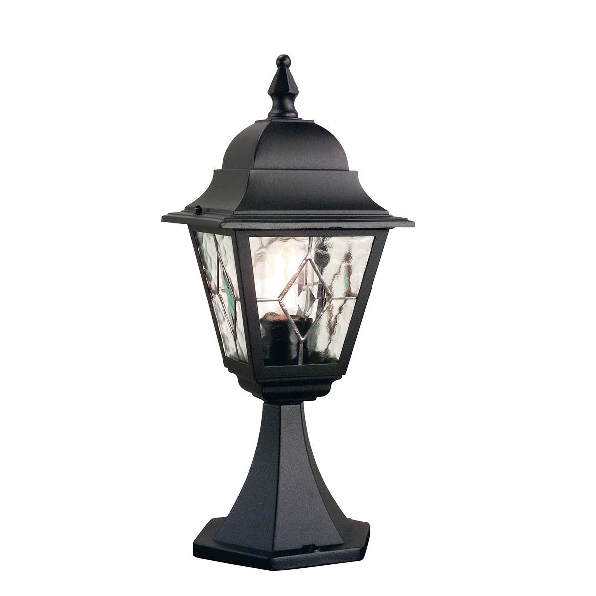 Venkovní stojací lampa soklová, černá, vitrážová, 44 cm Elstead