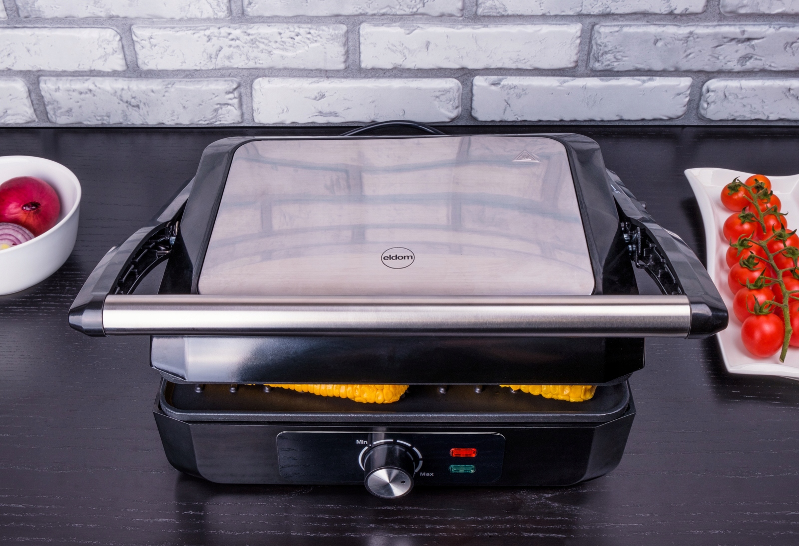 GRILL ELEKTRYCZNY OPIEKACZ KONTAKTOWY STOŁOWY ROZKŁADANY 2200W OUTLET Kolor dominujący srebrny/szary