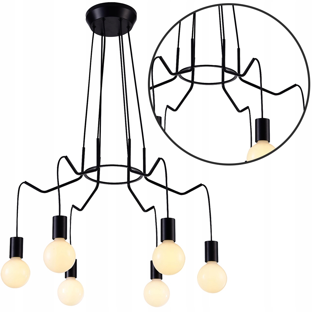 Matný stropní strop 6X40W E27 Černý