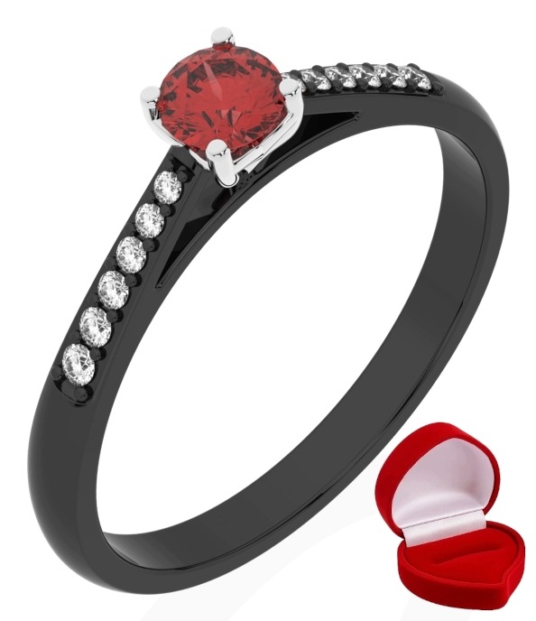 Zlatý Prstýnek 585 14k Rubín 0,19 ct Černé Zlato R14