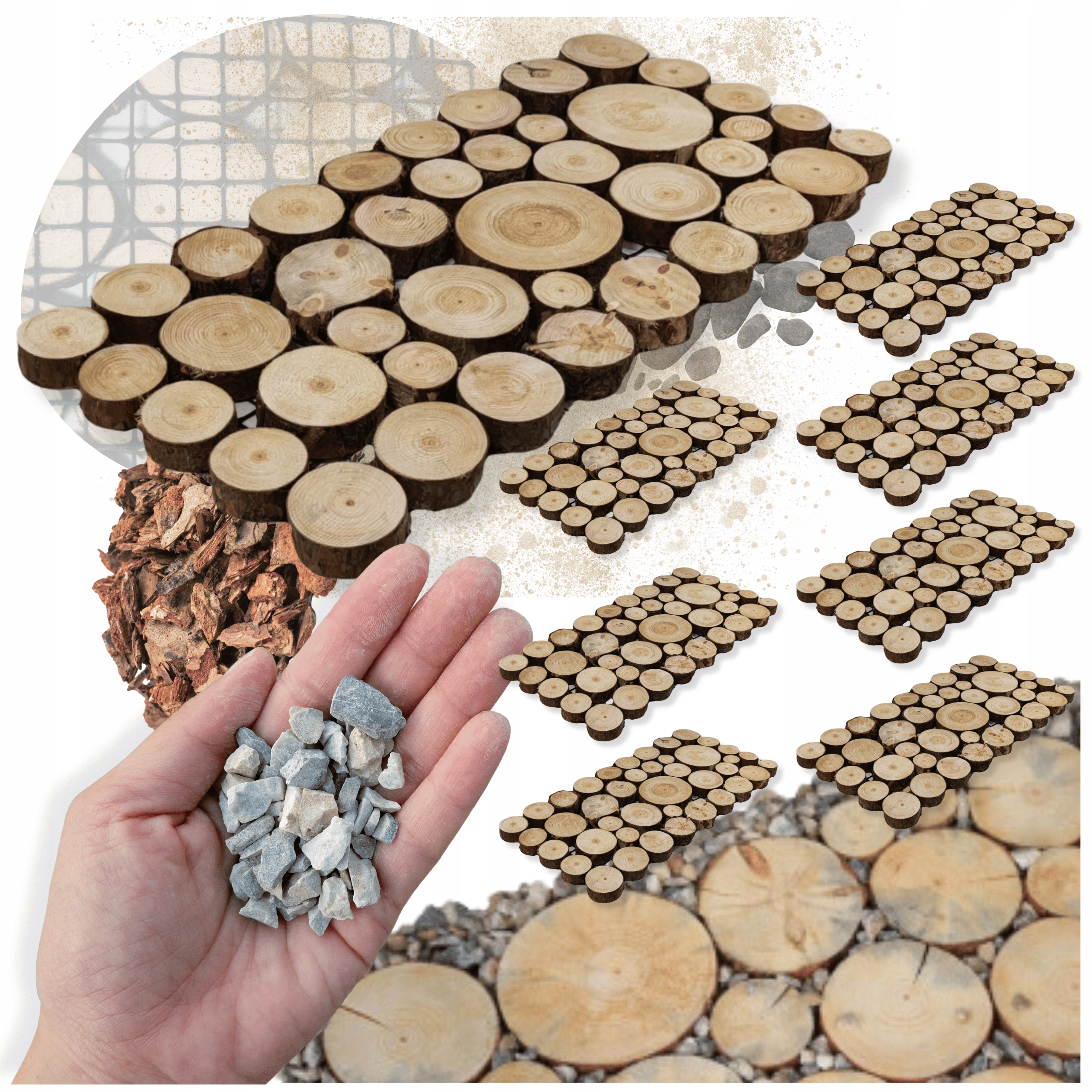 Sada 8x Chodník z plátkov dreva 40x80 cm Eko Záhradná chodníková plošina