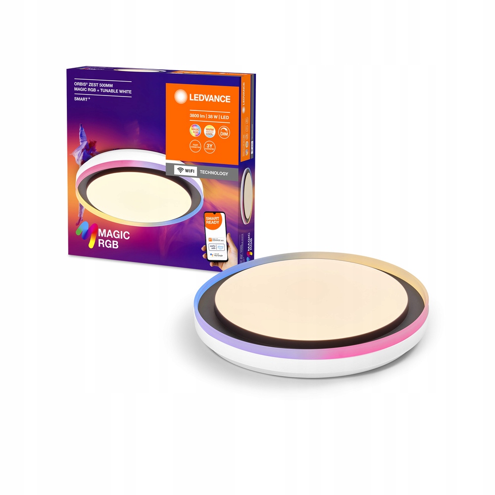 Stropní Svítidlo Led lampa 38W 1050lm Rgb Cct s podsvícením 50 cm Smart+ WiFi