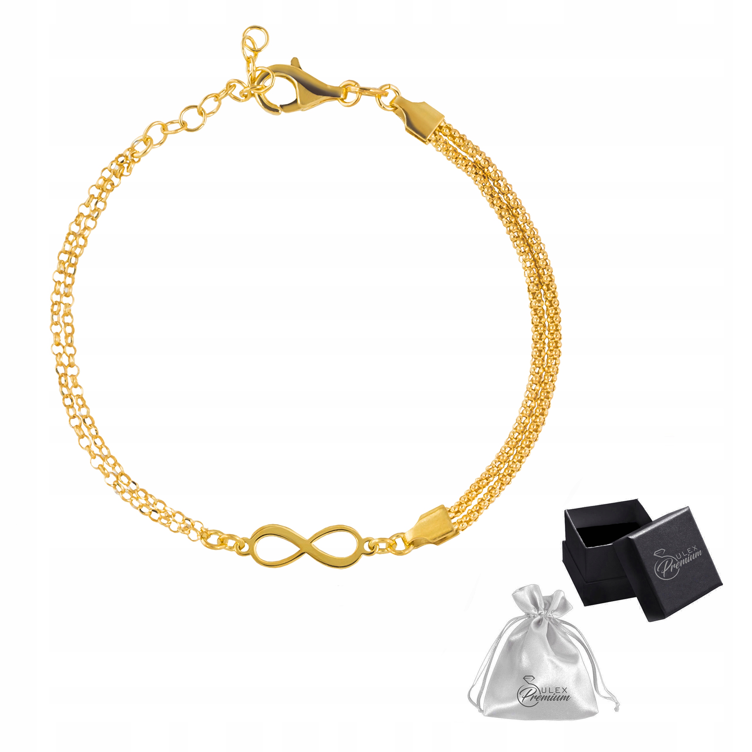 Stříbrný náramek ryzost 925 Elegantní Zlatý s nekonečnem Infiniti