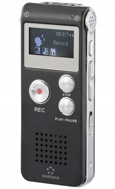 Dyktafon cyfrowy Renkforce RF-DVR-L169, 8 Gb, Czas nagrywania (maks.): 25 h
